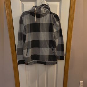 Gray and Black Plaid Hoodie